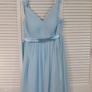 Azazie Bridesmaid Dress - Leanna Sky Blue Size 16